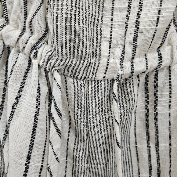 Elan Off White Linen Cotton Blend Strapless Cover-Up Black Tassel Jumpsuit Small - Picture 5 of 13